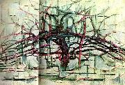 Piet Mondrian horisontellt trad painting